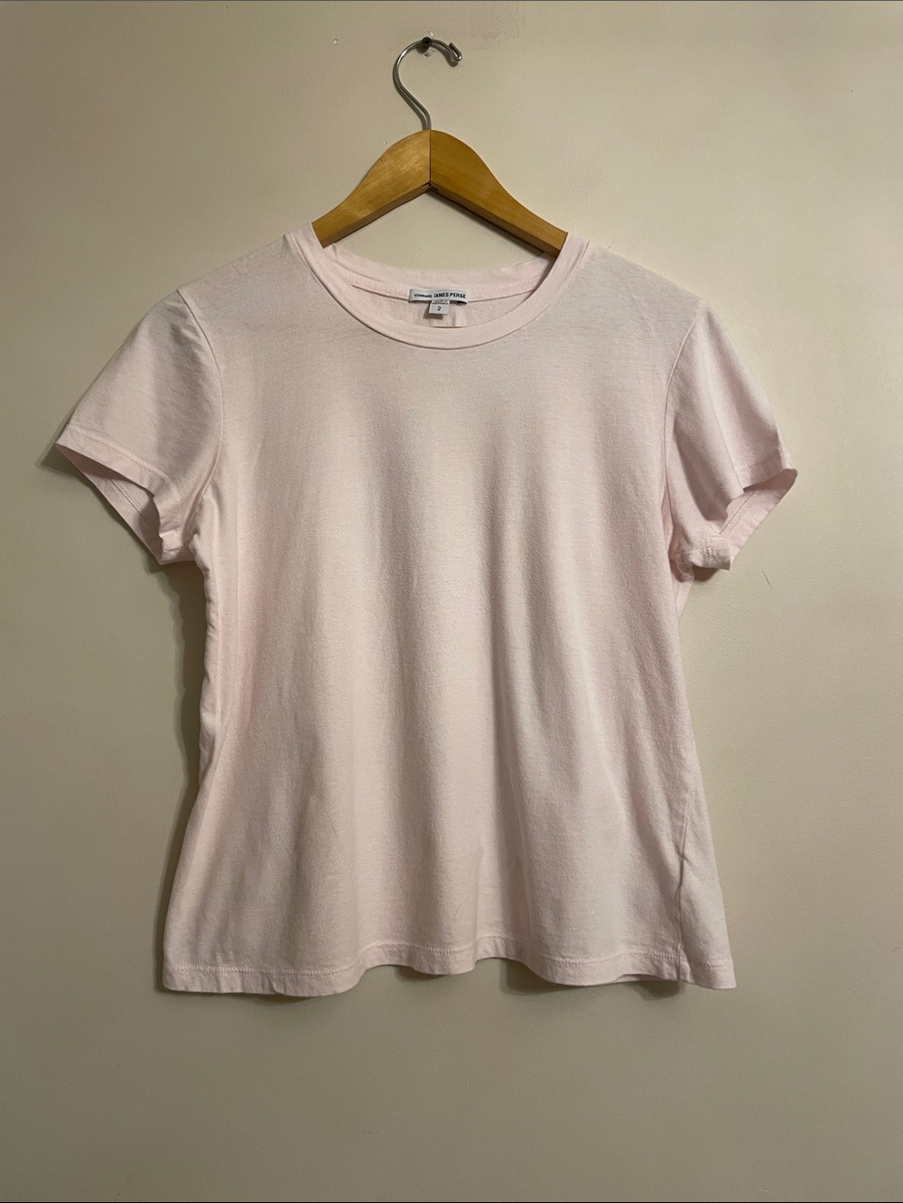 James Perse Standard Women’s Size 2 Pale Pink Cotton Crew Neck T-Shirt
